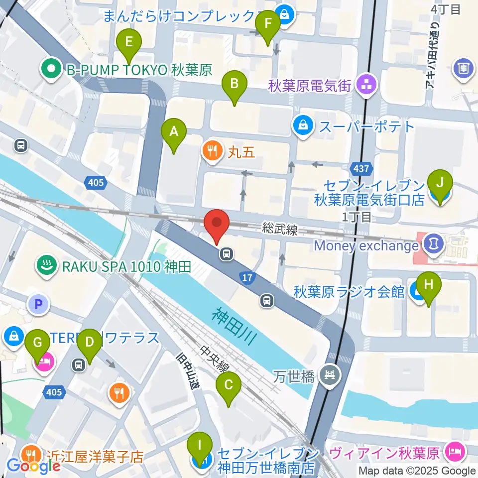 スタジオ音楽館 アキバ周辺のコンビニエンスストア一覧地図