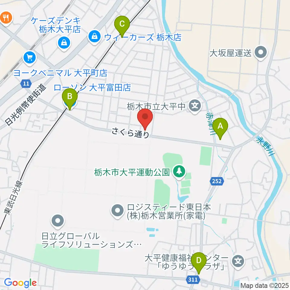 大平文化会館周辺のコンビニエンスストア一覧地図