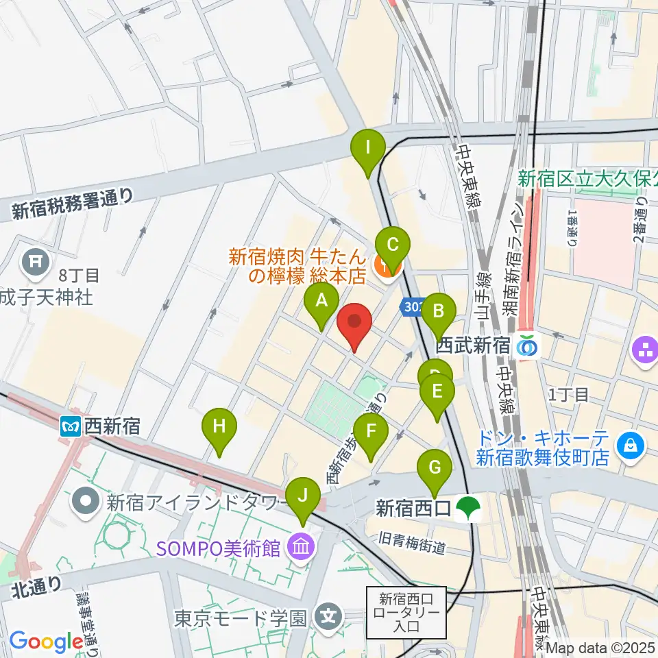 スタジオ音楽館 新宿西口店周辺のコンビニエンスストア一覧地図