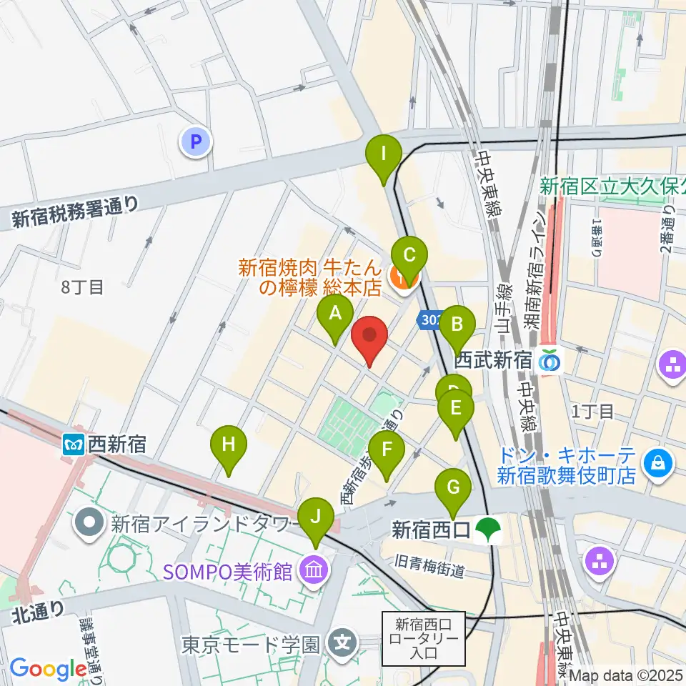 スタジオ音楽館 新宿西口店周辺のコンビニエンスストア一覧地図