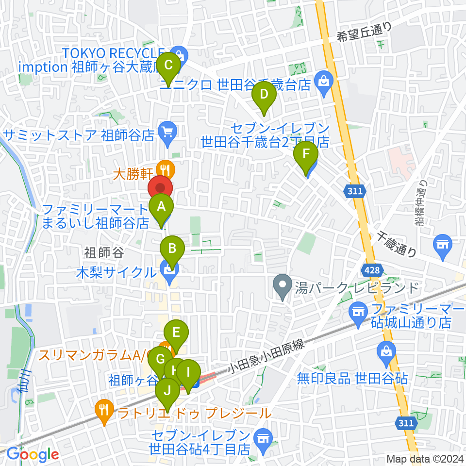 スタジオセイント周辺のコンビニエンスストア一覧地図