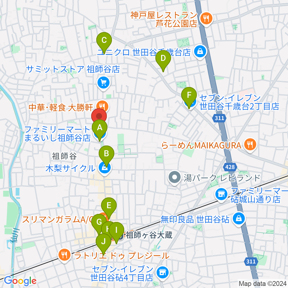 スタジオセイント周辺のコンビニエンスストア一覧地図