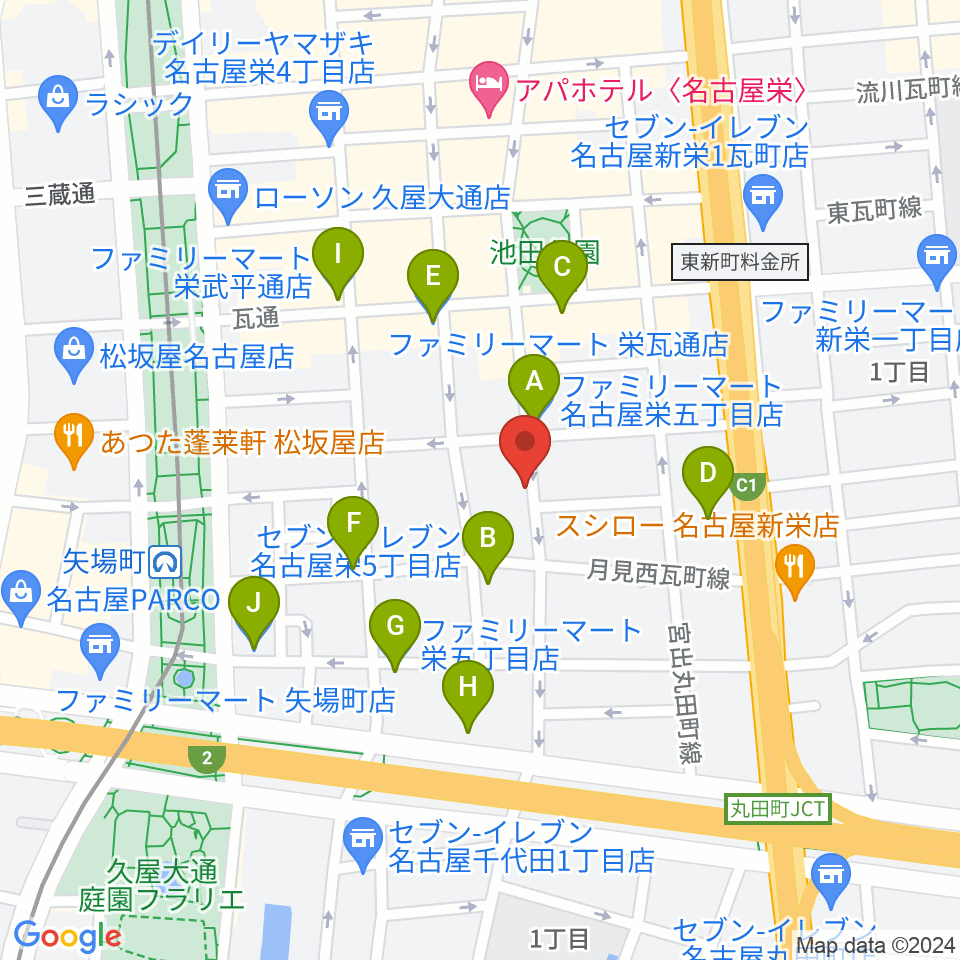名古屋ビジュアルアーツ・アカデミー周辺のコンビニエンスストア一覧地図