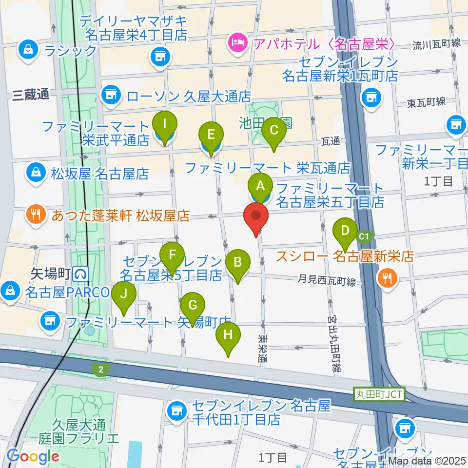名古屋ビジュアルアーツ・アカデミー周辺のコンビニエンスストア一覧地図