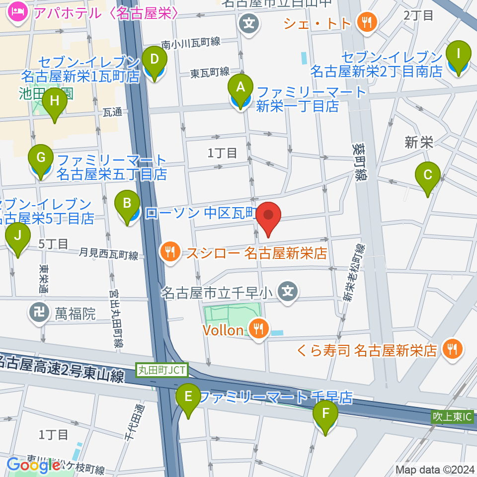 スタジオオフサイド周辺のコンビニエンスストア一覧地図