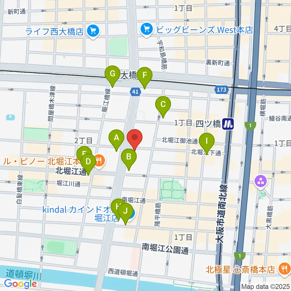 堀江Goldee周辺のコンビニエンスストア一覧地図