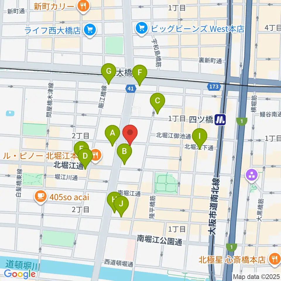 堀江Goldee周辺のコンビニエンスストア一覧地図