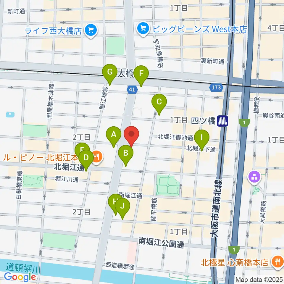 堀江Goldee周辺のコンビニエンスストア一覧地図