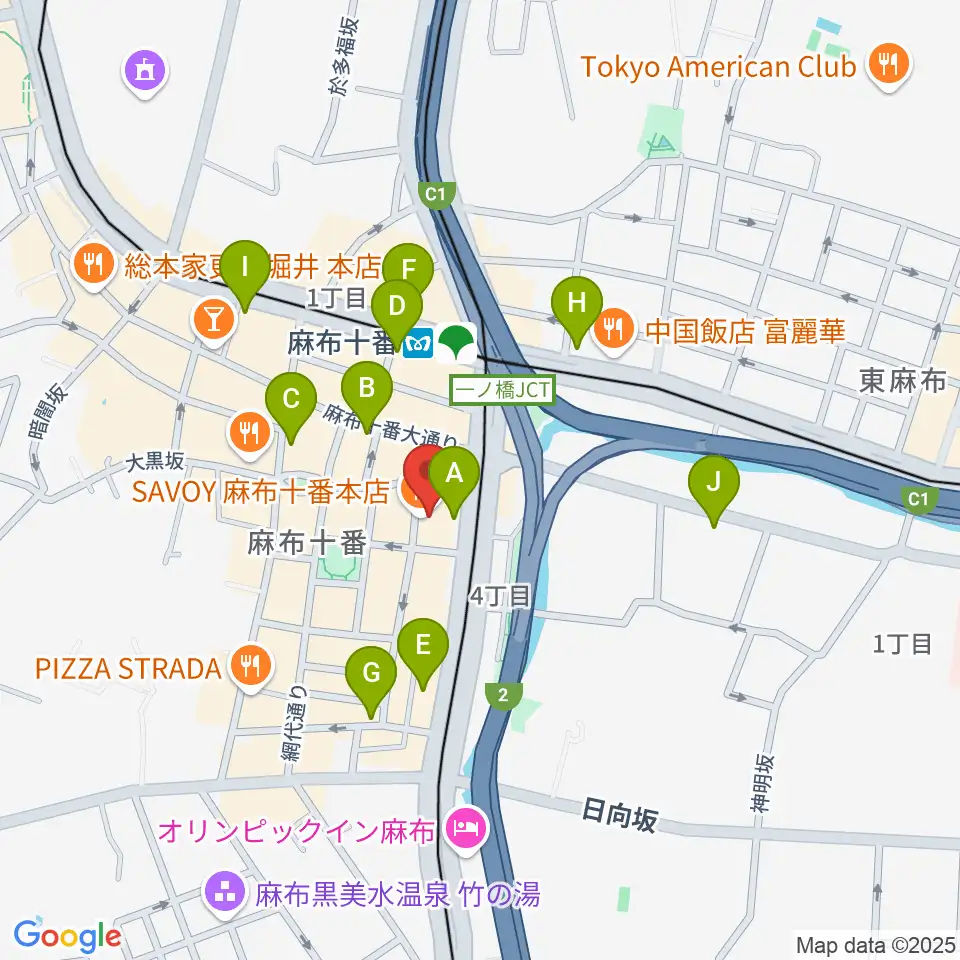 ローズマリーミュージックスクール麻布教室周辺のコンビニエンスストア一覧地図