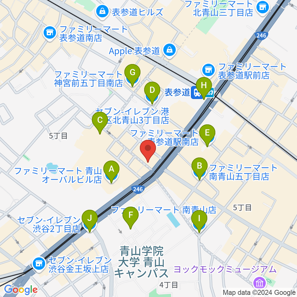 カワイミュージックスクール青山周辺のコンビニエンスストア一覧地図