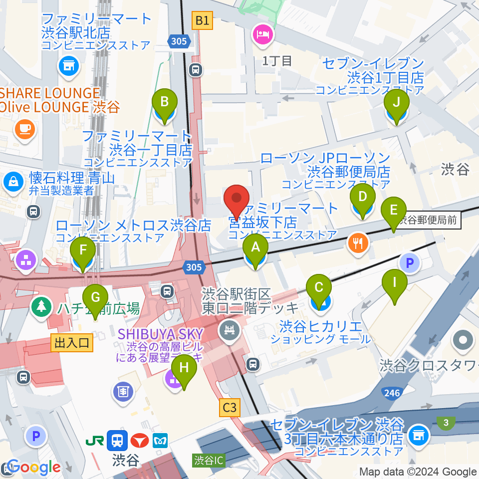 ミウラピアノスタジオ周辺のコンビニエンスストア一覧地図