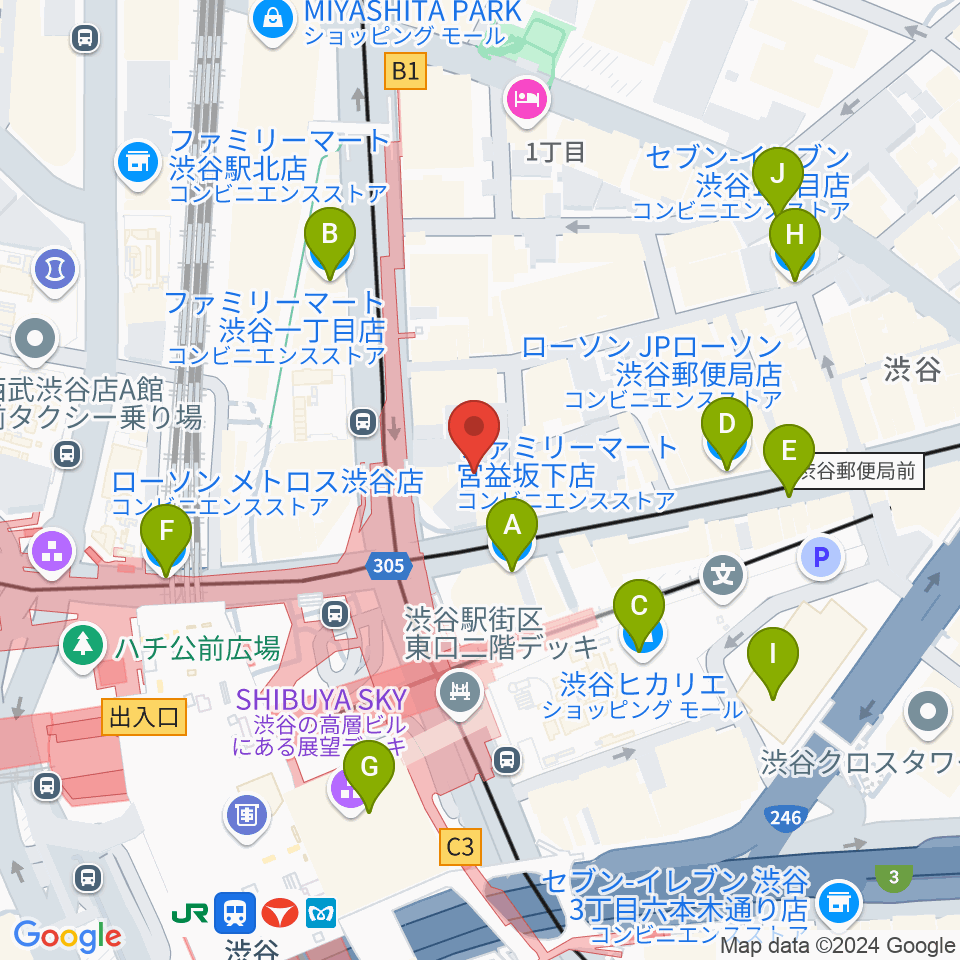 ミウラピアノスタジオ周辺のコンビニエンスストア一覧地図