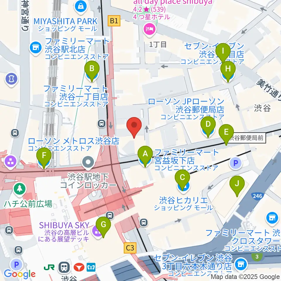 ミウラピアノスタジオ周辺のコンビニエンスストア一覧地図