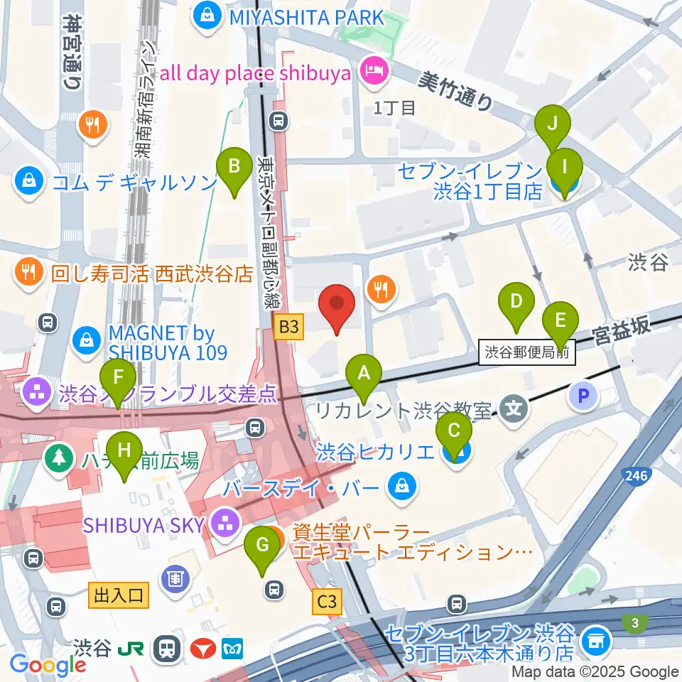 ミウラピアノスタジオ周辺のコンビニエンスストア一覧地図