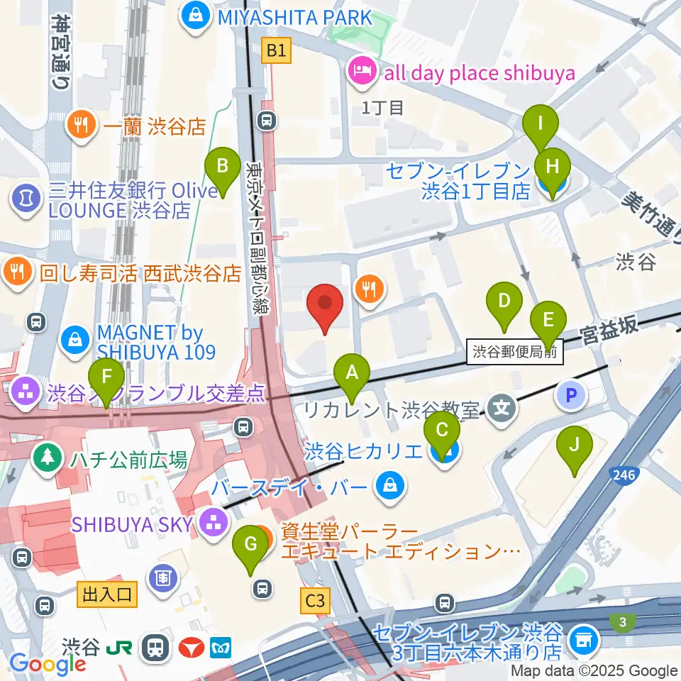 ミウラピアノスタジオ周辺のコンビニエンスストア一覧地図