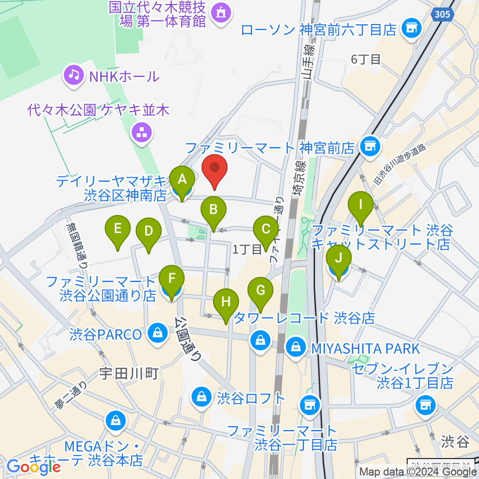 神南スタジオ周辺のコンビニエンスストア一覧地図