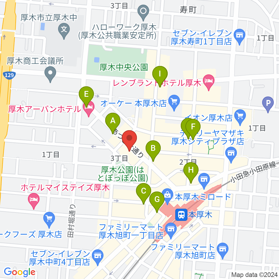 クラウドナインスタジオ 本厚木店周辺のコンビニエンスストア一覧地図