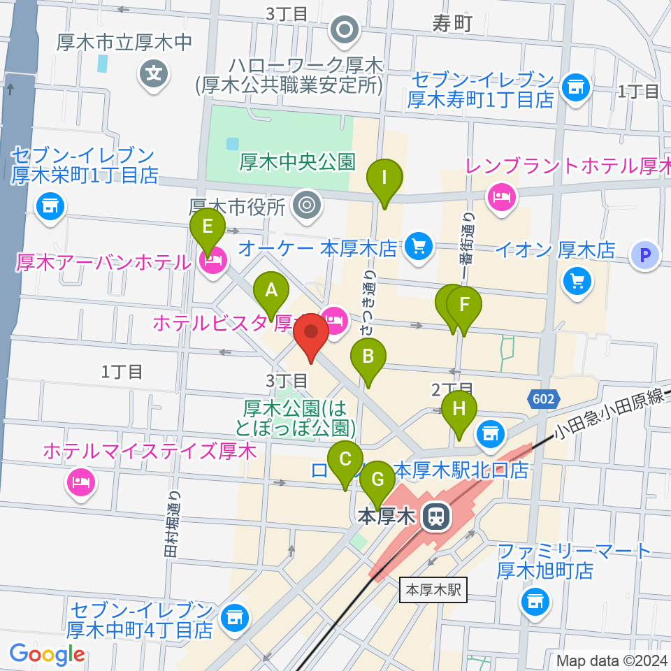 クラウドナインスタジオ 本厚木店周辺のコンビニエンスストア一覧地図