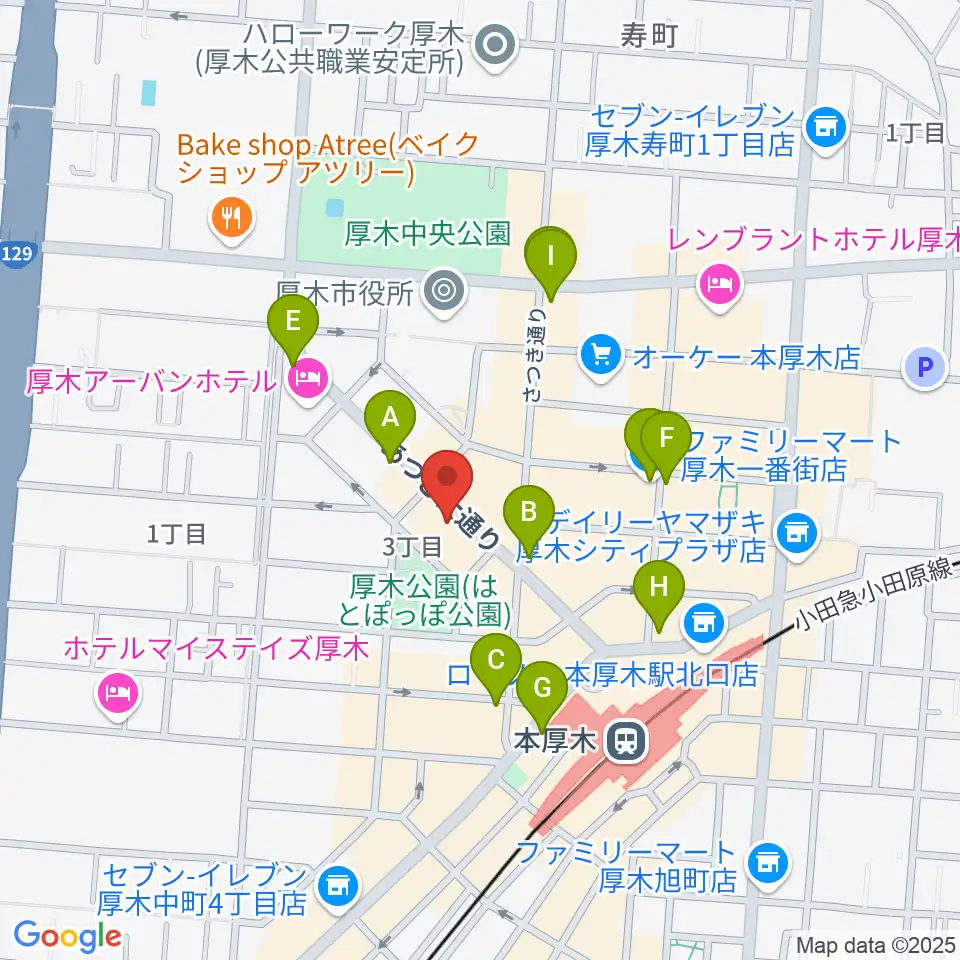 クラウドナインスタジオ 本厚木店周辺のコンビニエンスストア一覧地図