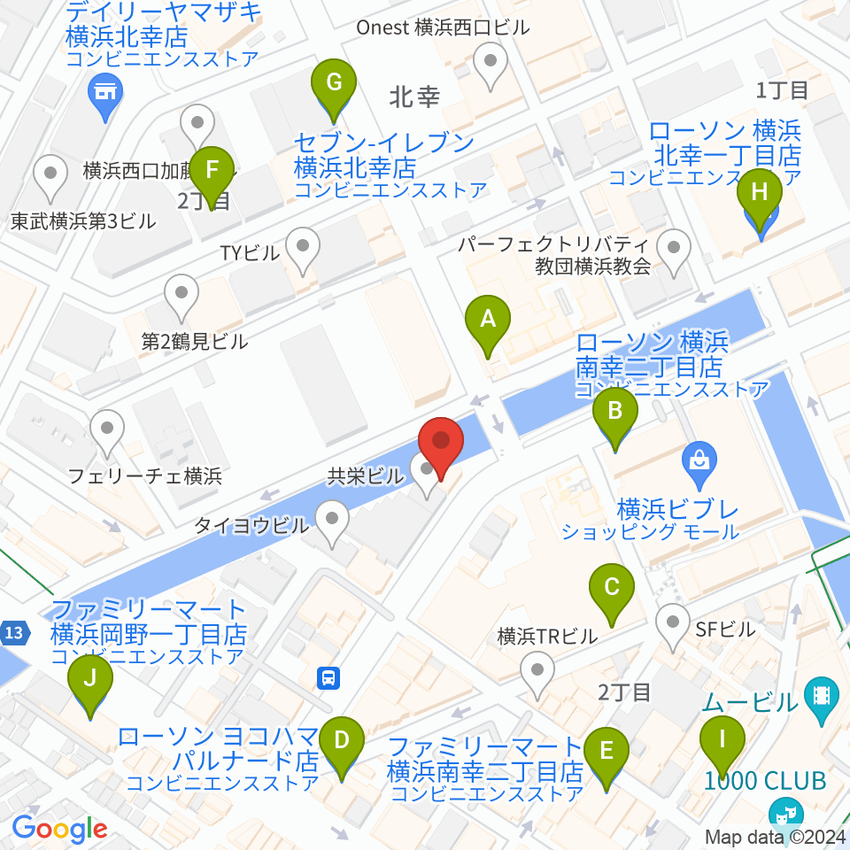クラウドナインスタジオ横浜西口店周辺のコンビニエンスストア一覧地図