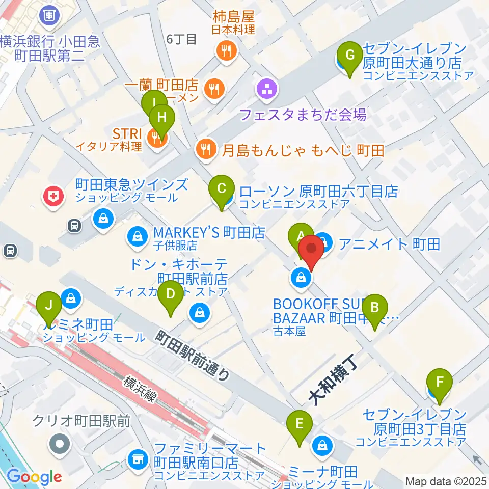 クラウドナインスタジオ 町田店周辺のコンビニエンスストア一覧地図