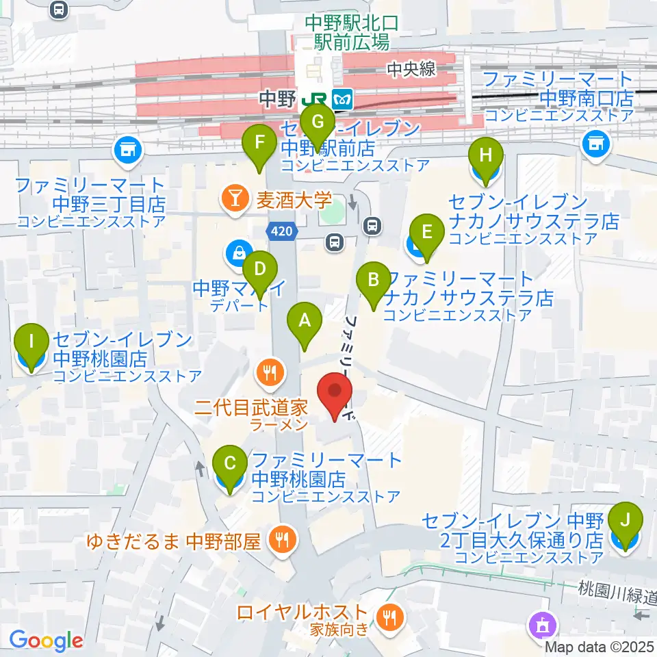 はせべ楽器周辺のコンビニエンスストア一覧地図