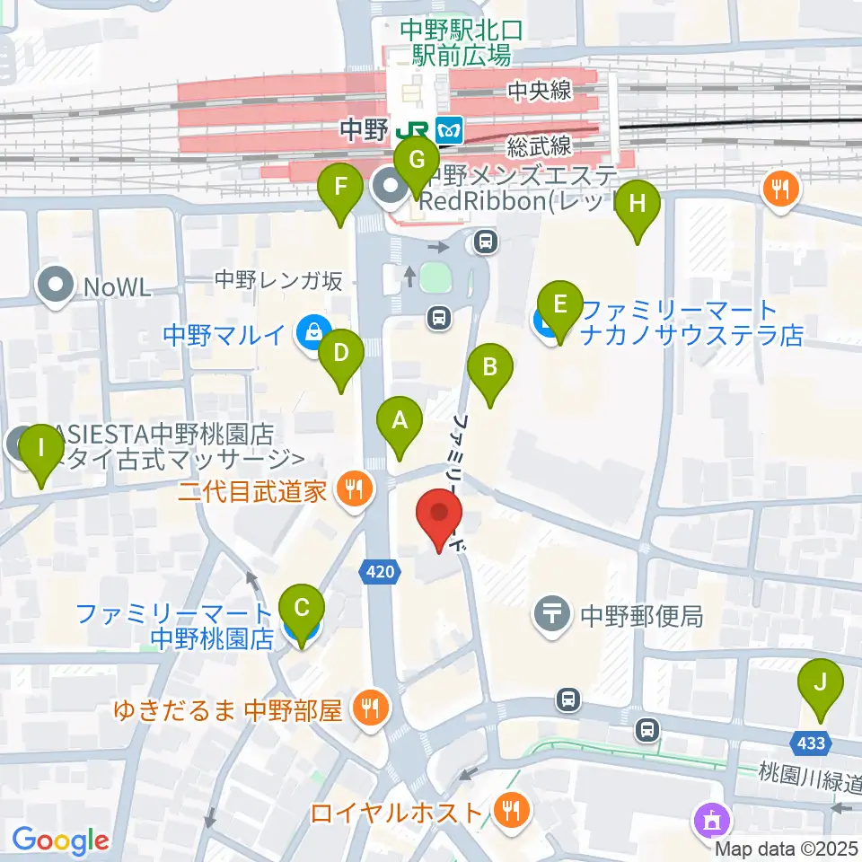 はせべ楽器周辺のコンビニエンスストア一覧地図