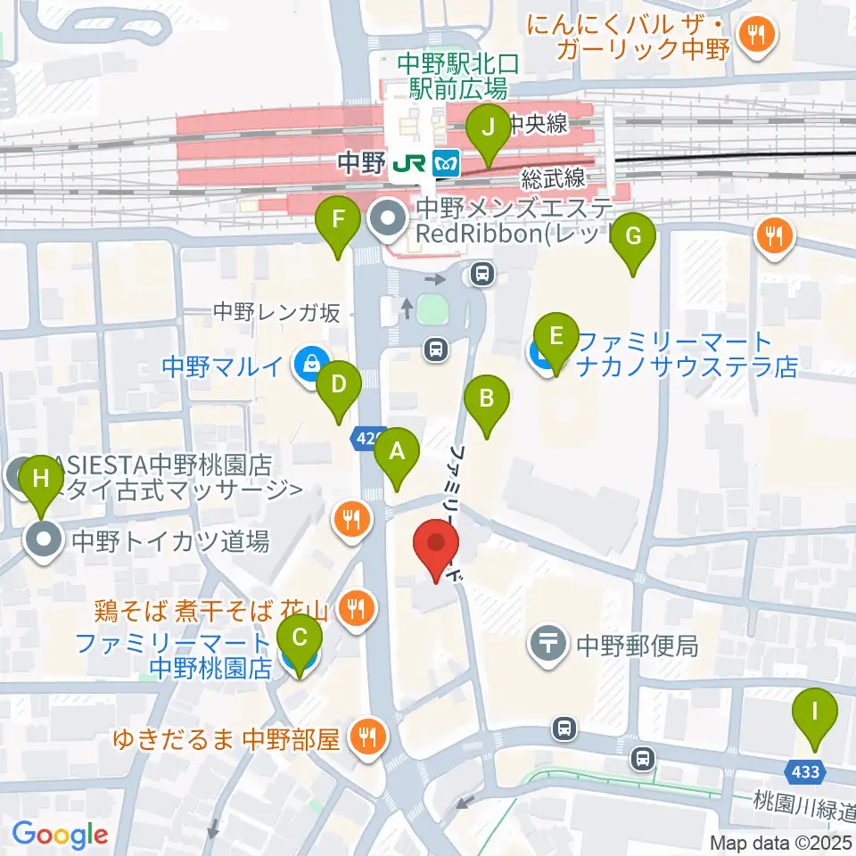 はせべ楽器周辺のコンビニエンスストア一覧地図