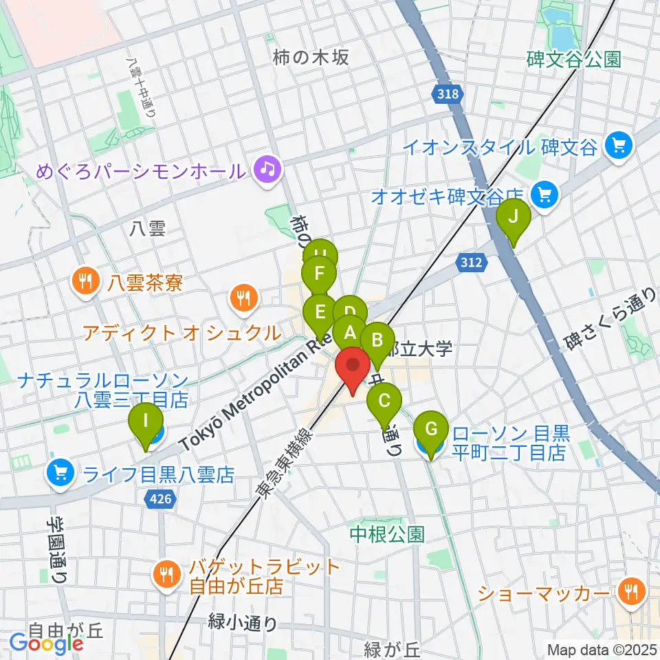 桐朋 子供のための音楽教室 目黒教室周辺のコンビニエンスストア一覧地図