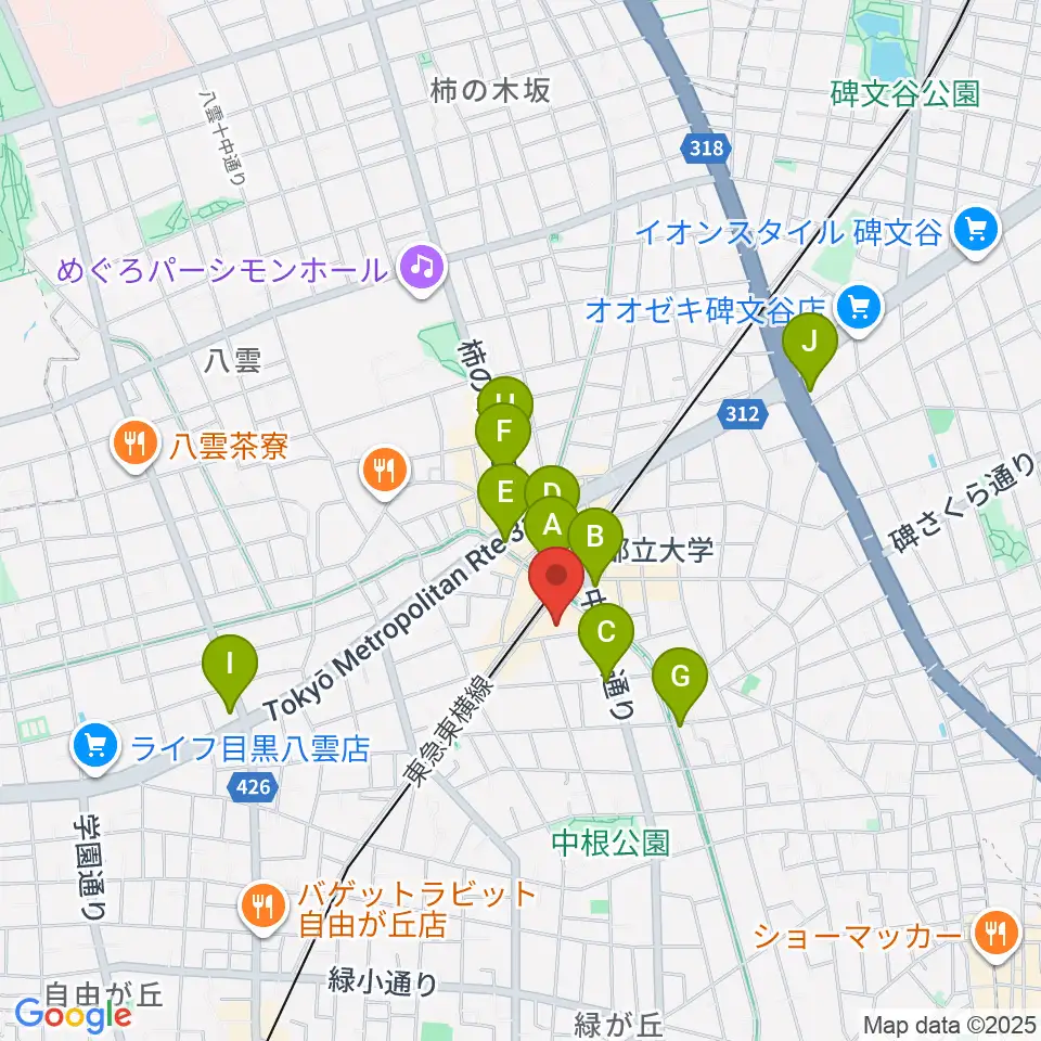 桐朋 子供のための音楽教室 目黒教室周辺のコンビニエンスストア一覧地図