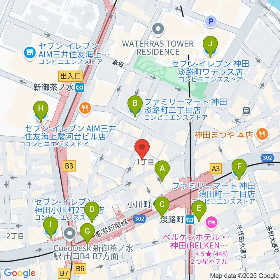 桐朋 子供のための音楽教室 お茶の水教室周辺のコンビニエンスストア一覧地図