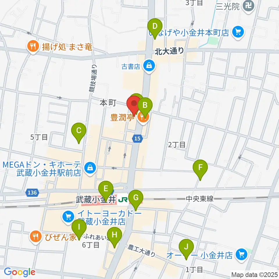 宮地楽器 小金井ANNEX周辺のコンビニエンスストア一覧地図