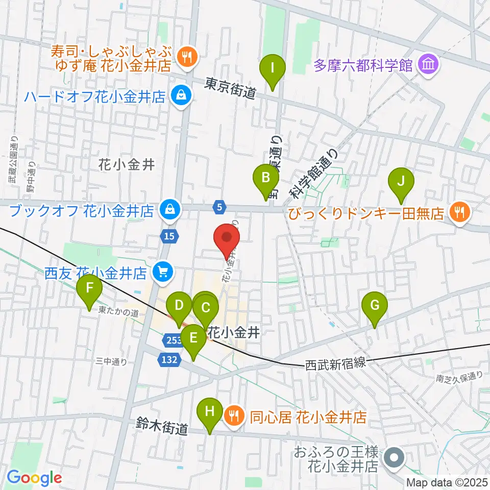 宮地楽器 花小金井センター周辺のコンビニエンスストア一覧地図