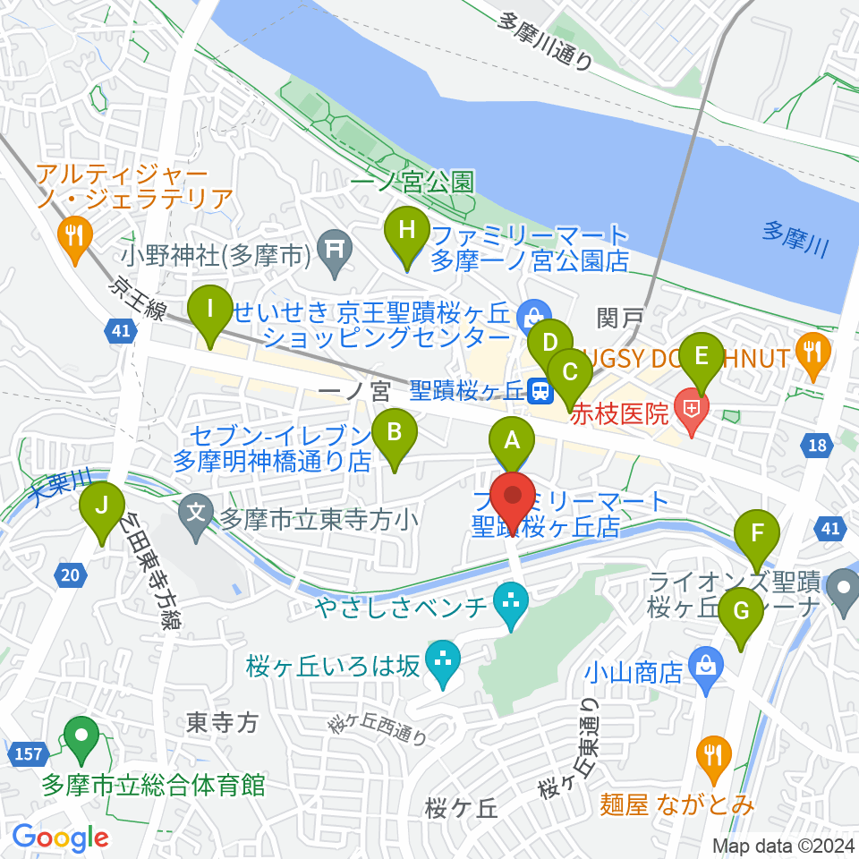 スタジオABR聖蹟桜ヶ丘店周辺のコンビニエンスストア一覧地図
