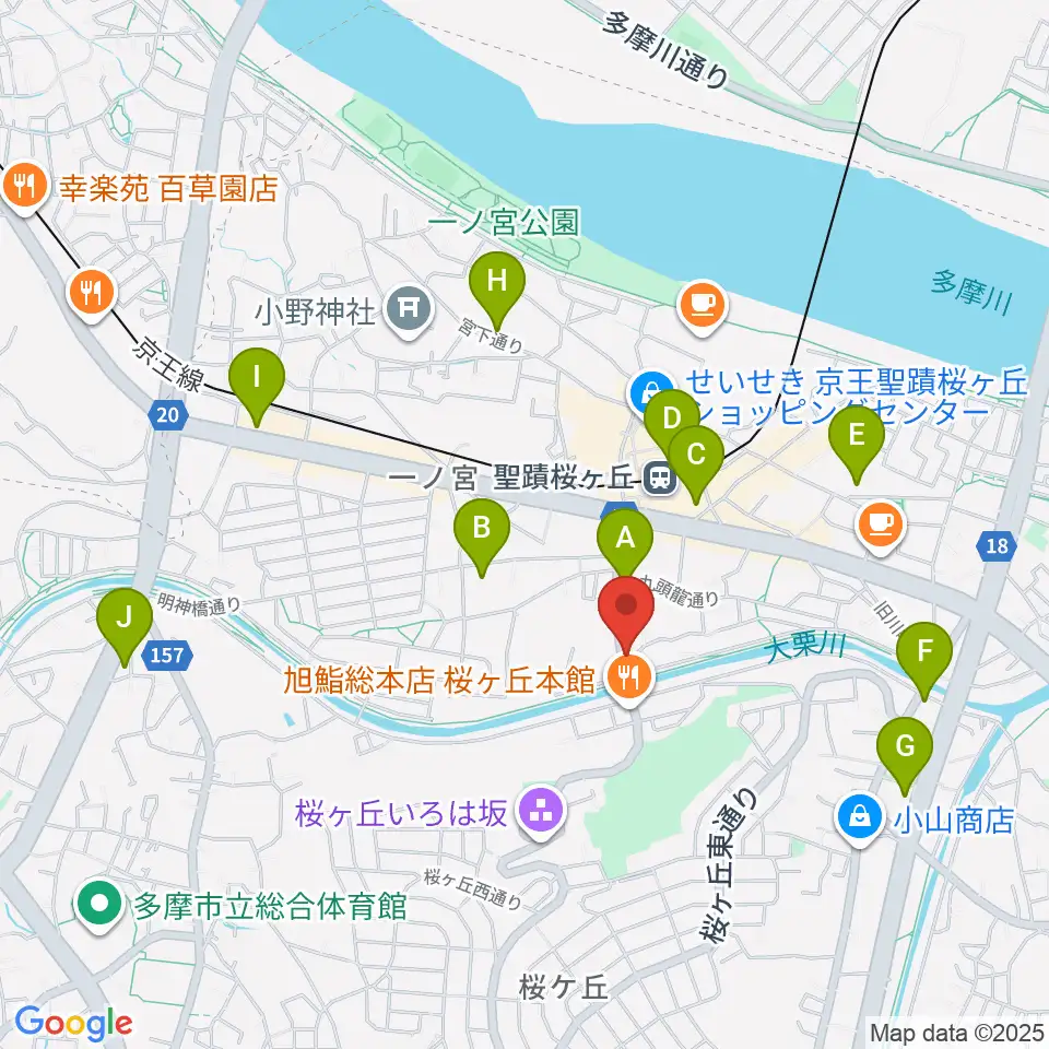 studioABR 聖蹟桜ヶ丘店周辺のコンビニエンスストア一覧地図