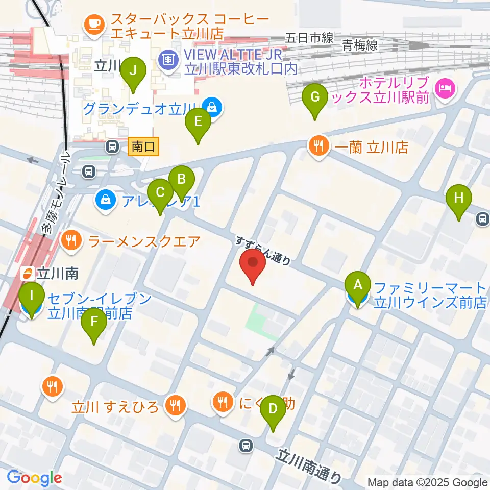 サウンドスタジオブルームーン立川店周辺のコンビニエンスストア一覧地図