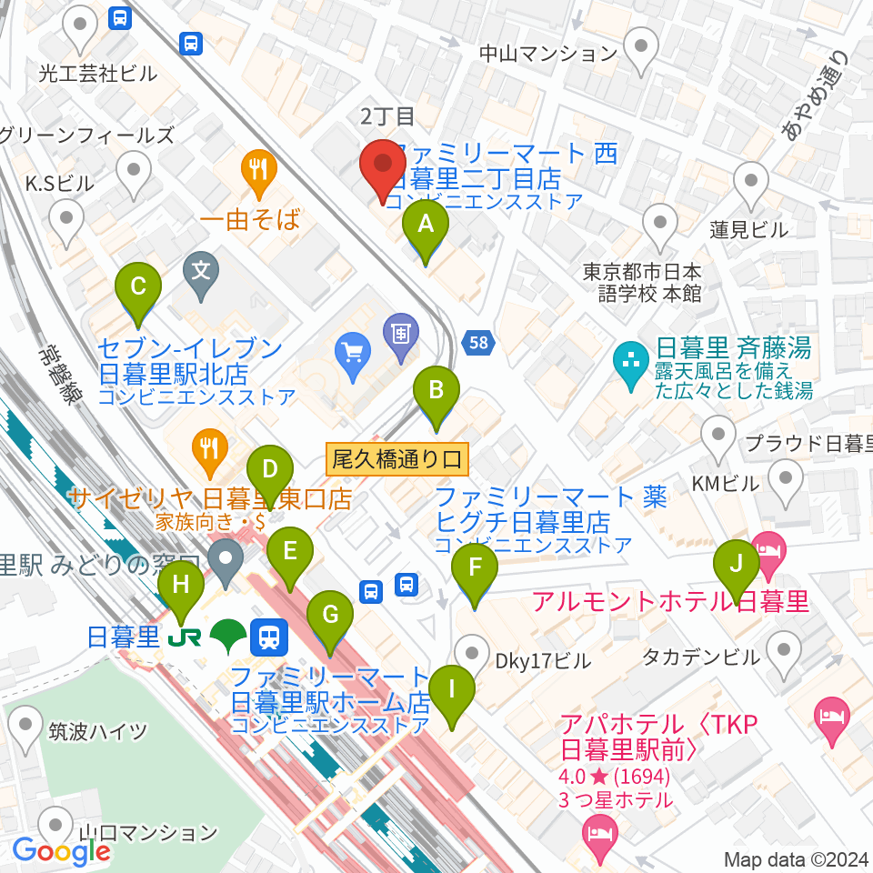 クレシェンドスタジオ周辺のコンビニエンスストア一覧地図