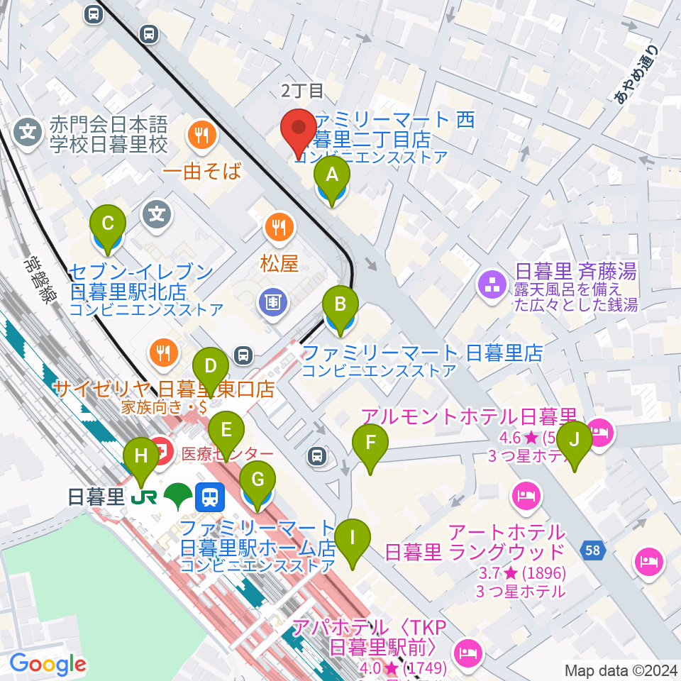 クレシェンドスタジオ周辺のコンビニエンスストア一覧地図