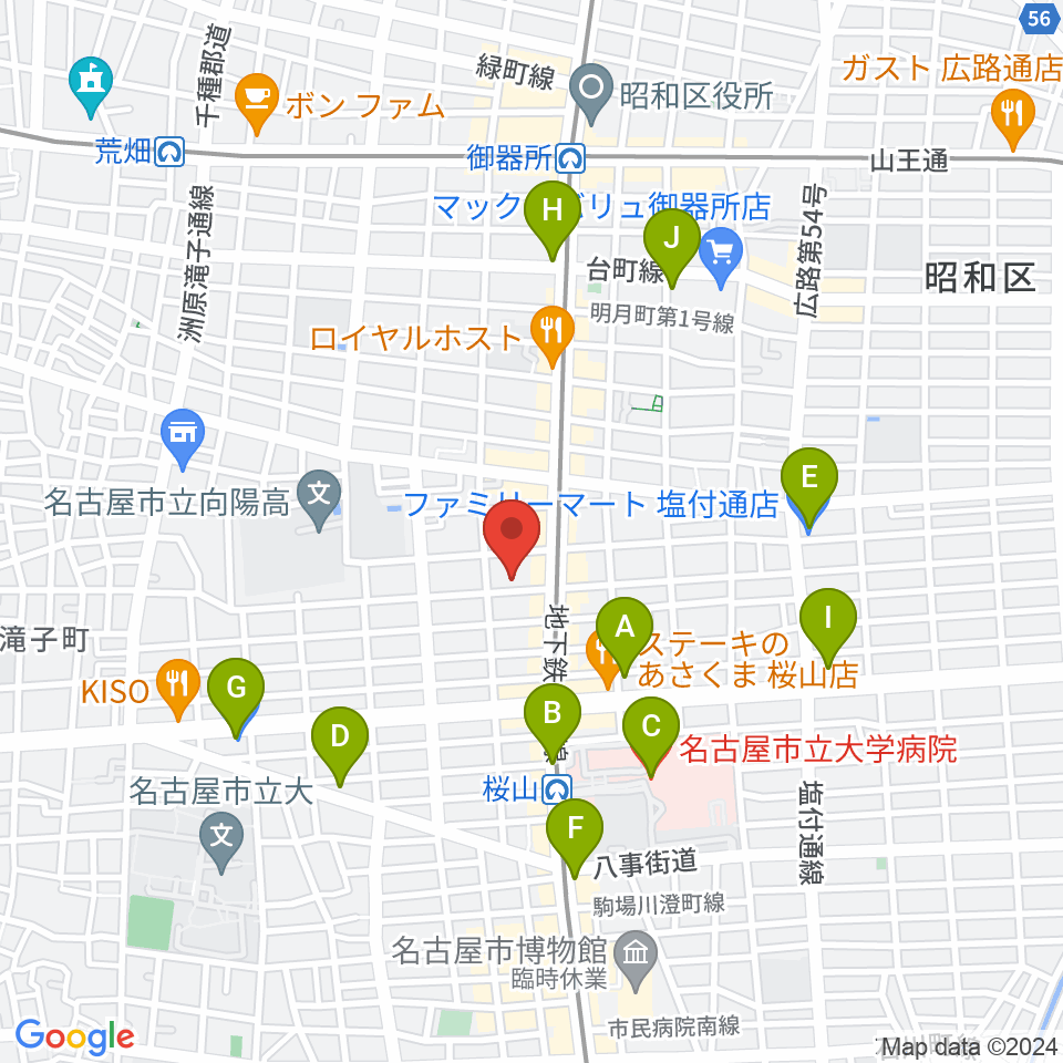 愛曲楽器 桜山本店周辺のコンビニエンスストア一覧地図