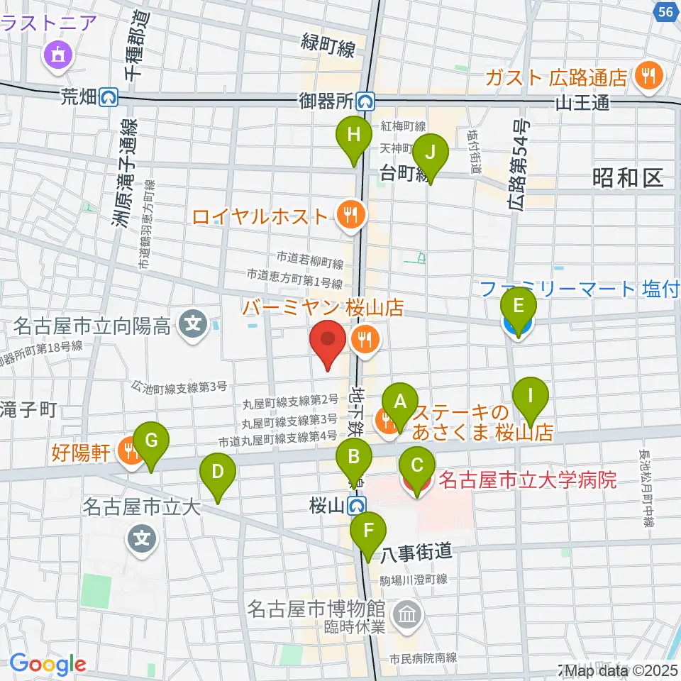 愛曲楽器 桜山本店周辺のコンビニエンスストア一覧地図