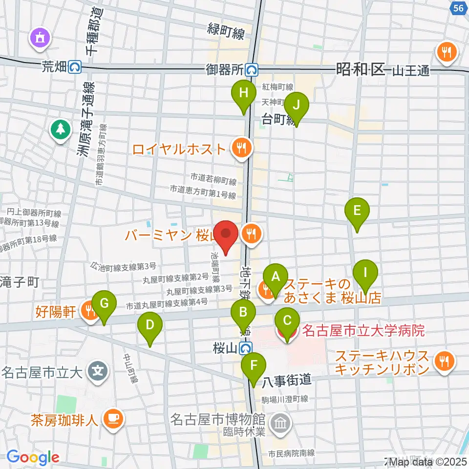 愛曲楽器 桜山本店周辺のコンビニエンスストア一覧地図