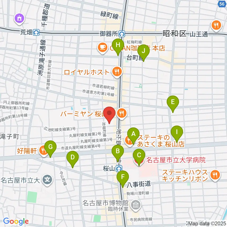 愛曲楽器 桜山本店周辺のコンビニエンスストア一覧地図