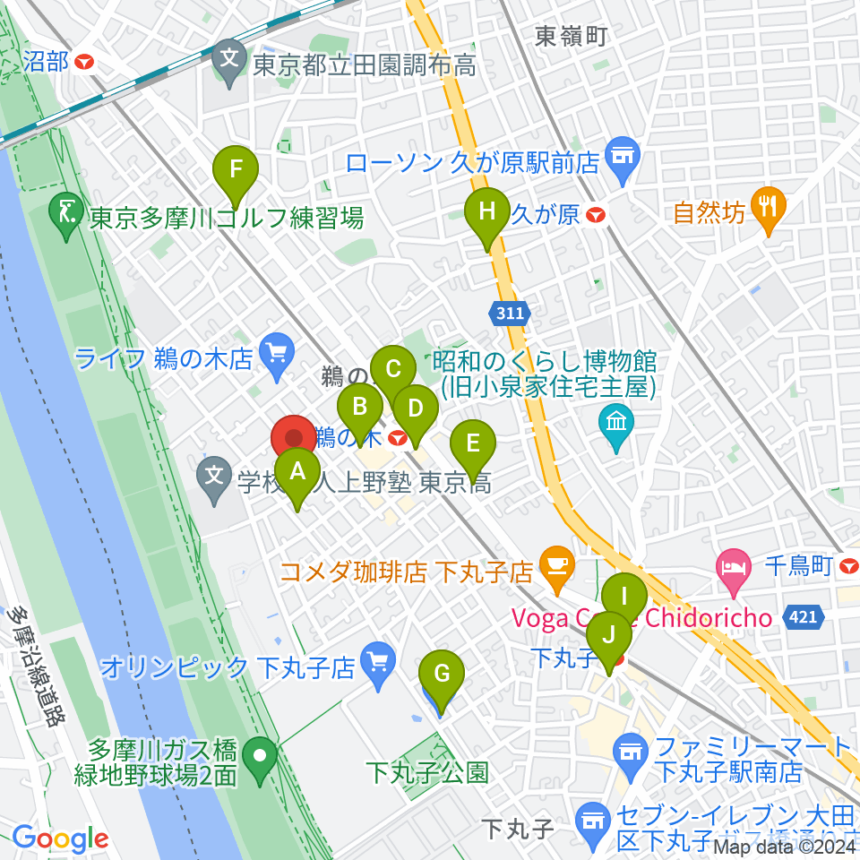 亀吉音楽堂周辺のコンビニエンスストア一覧地図