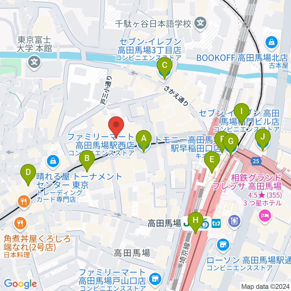 バズーカスタジオ周辺のコンビニエンスストア一覧地図