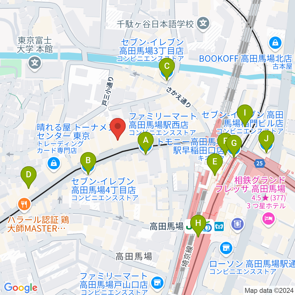 バズーカスタジオ周辺のコンビニエンスストア一覧地図