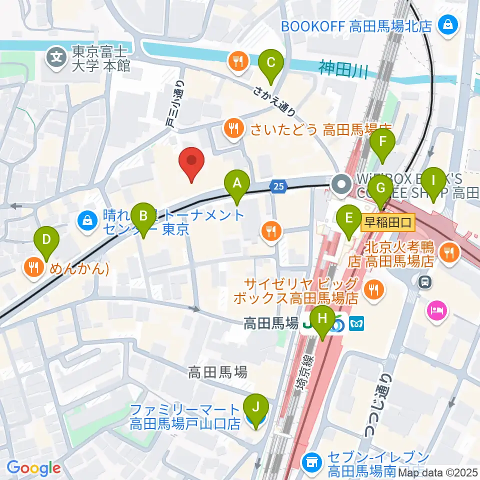 バズーカスタジオ周辺のコンビニエンスストア一覧地図