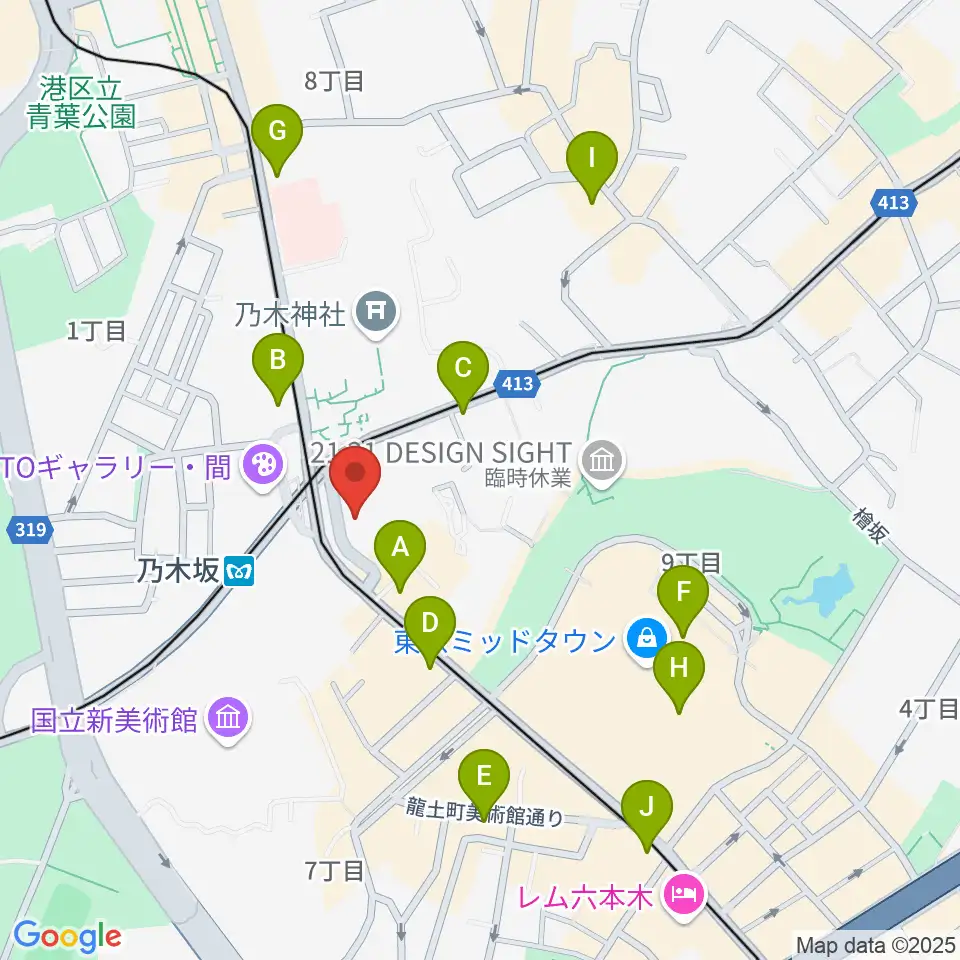 ソニー・ミュージックスタジオ周辺のコンビニエンスストア一覧地図