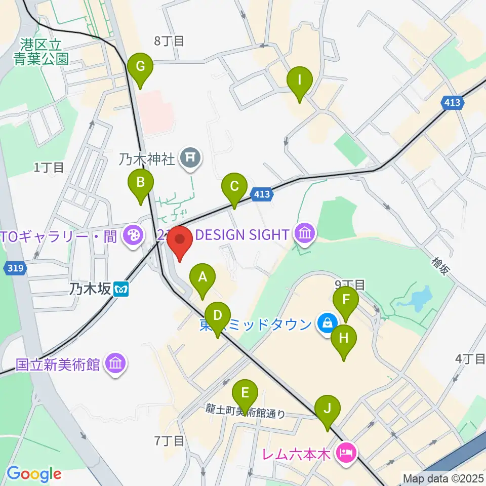 ソニー・ミュージックスタジオ周辺のコンビニエンスストア一覧地図