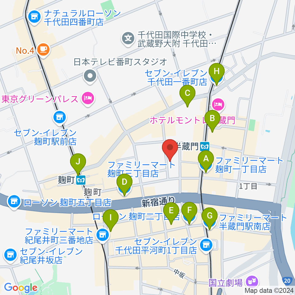 ビークルースタジオ周辺のコンビニエンスストア一覧地図