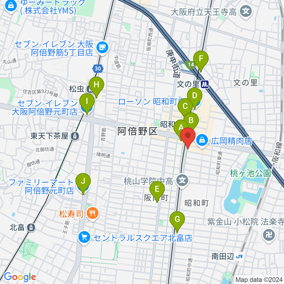 ブルームズ周辺のコンビニエンスストア一覧地図